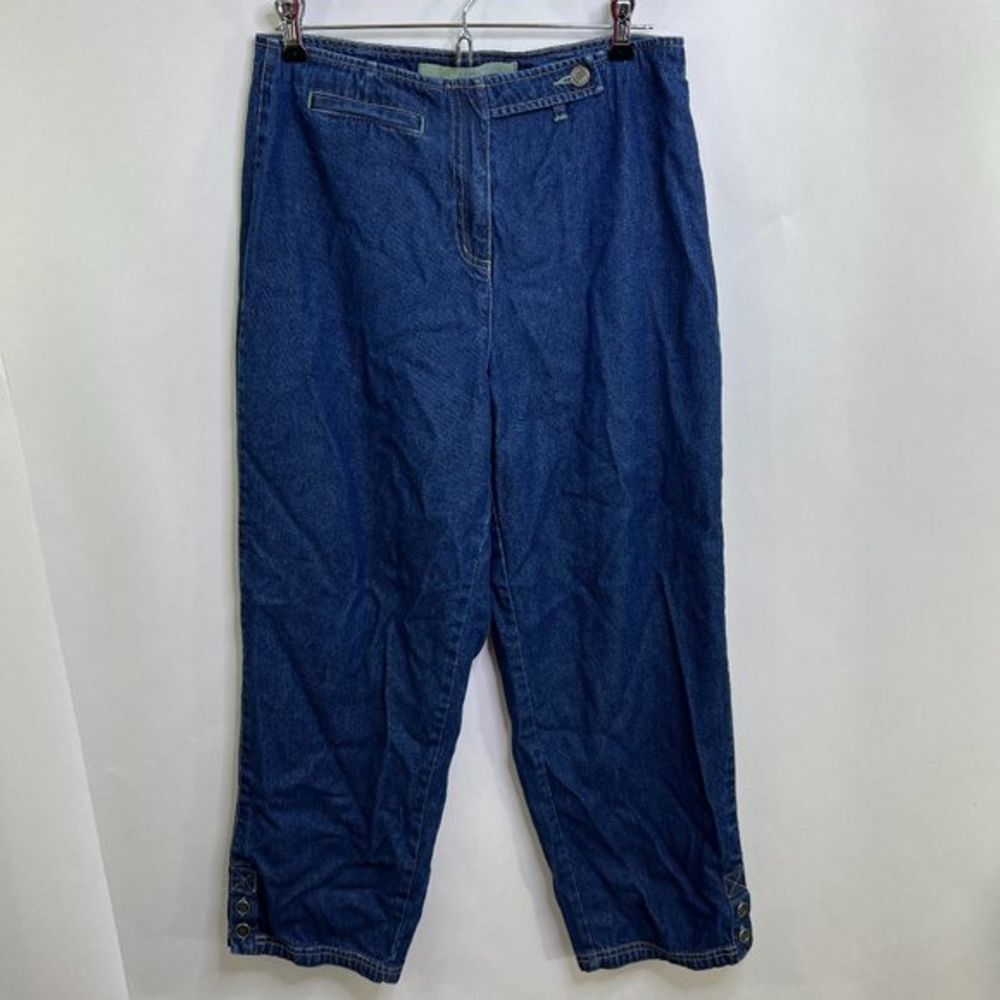 J Jill Jeans‎ 10 Vintage Y2K 90s Blue Wide Leg No Pockets Button Crop Tencel